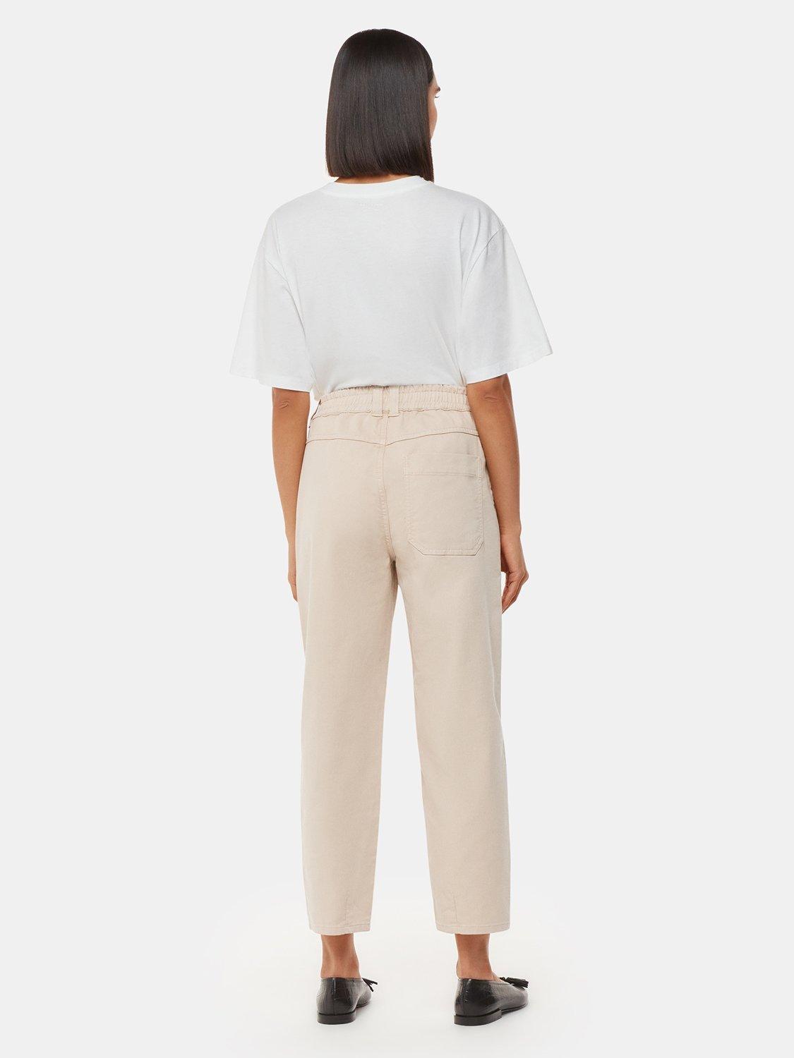 Product image 2 of 6, which shows Whistles Petite Tessa Trousers, Beige, 6