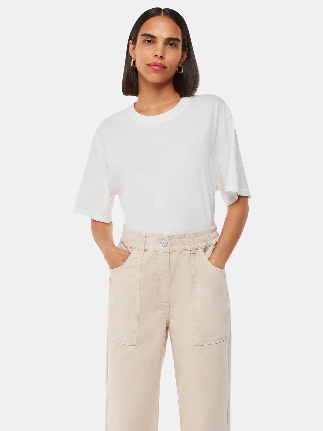 Product image 4 of 6, which shows Whistles Petite Tessa Trousers, Beige, 6