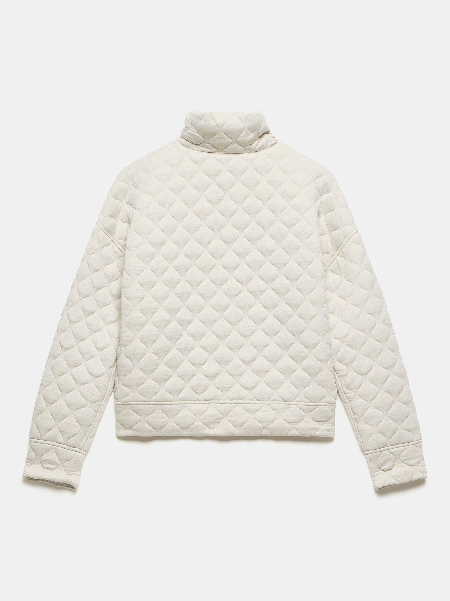 Product image 5 of 9, which shows Mint Velvet Quilted Half Zip Funnel Neck Sweatshirt, White, XS