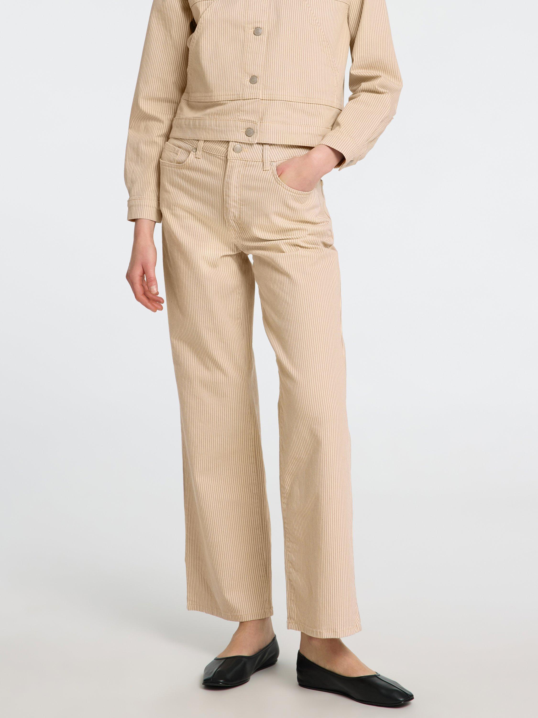 Product image 1 of 6, which shows Selected Alba High Rise Wide Leg Jeans, Beige, 27