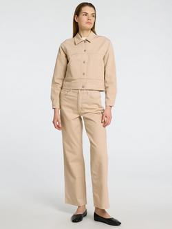 Selected Alba High Rise Wide Leg Jeans, Beige - view 2, Beige