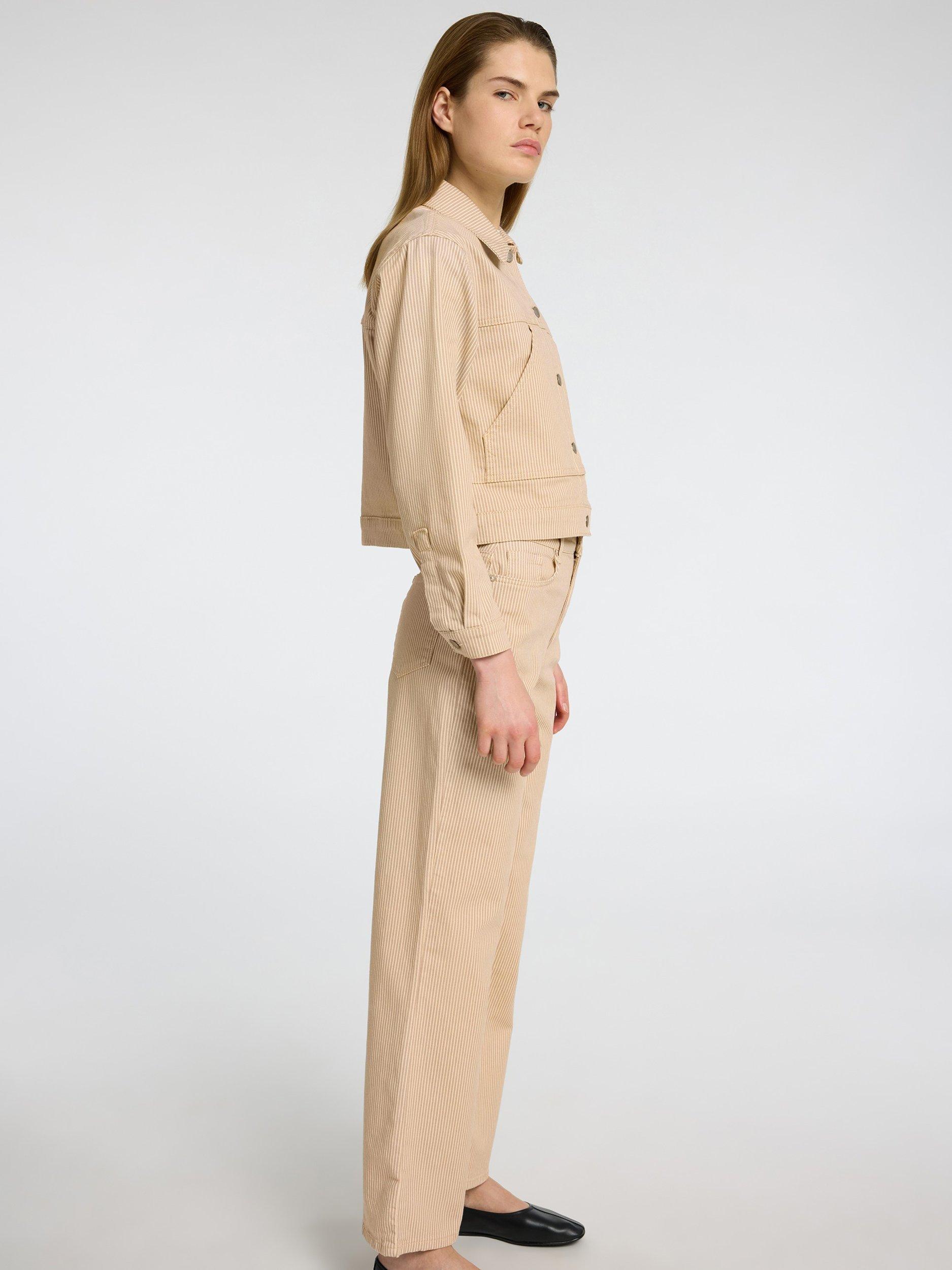 Product image 3 of 6, which shows Selected Alba High Rise Wide Leg Jeans, Beige, 27