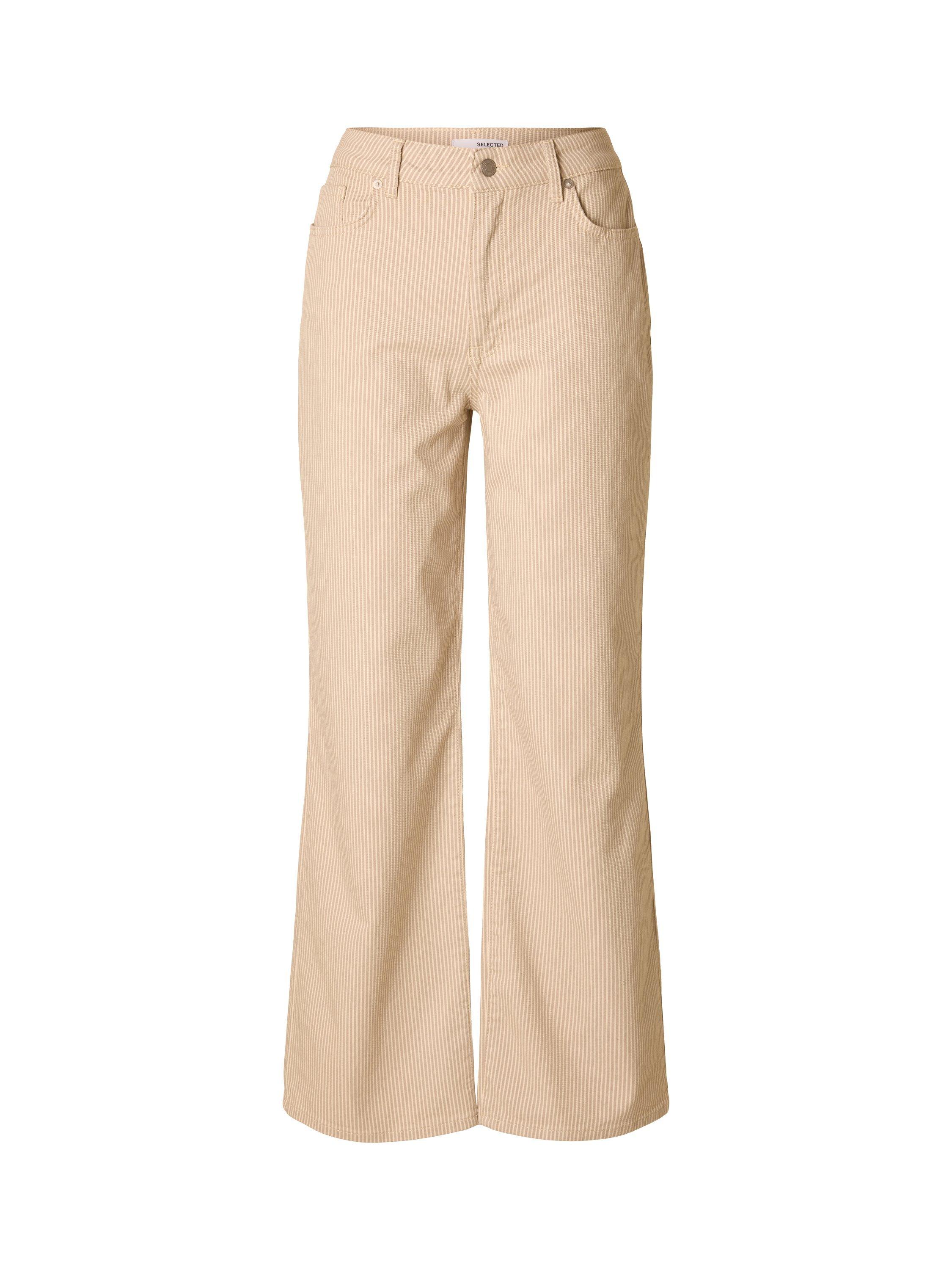 Product image 6 of 6, which shows Selected Alba High Rise Wide Leg Jeans, Beige, 27