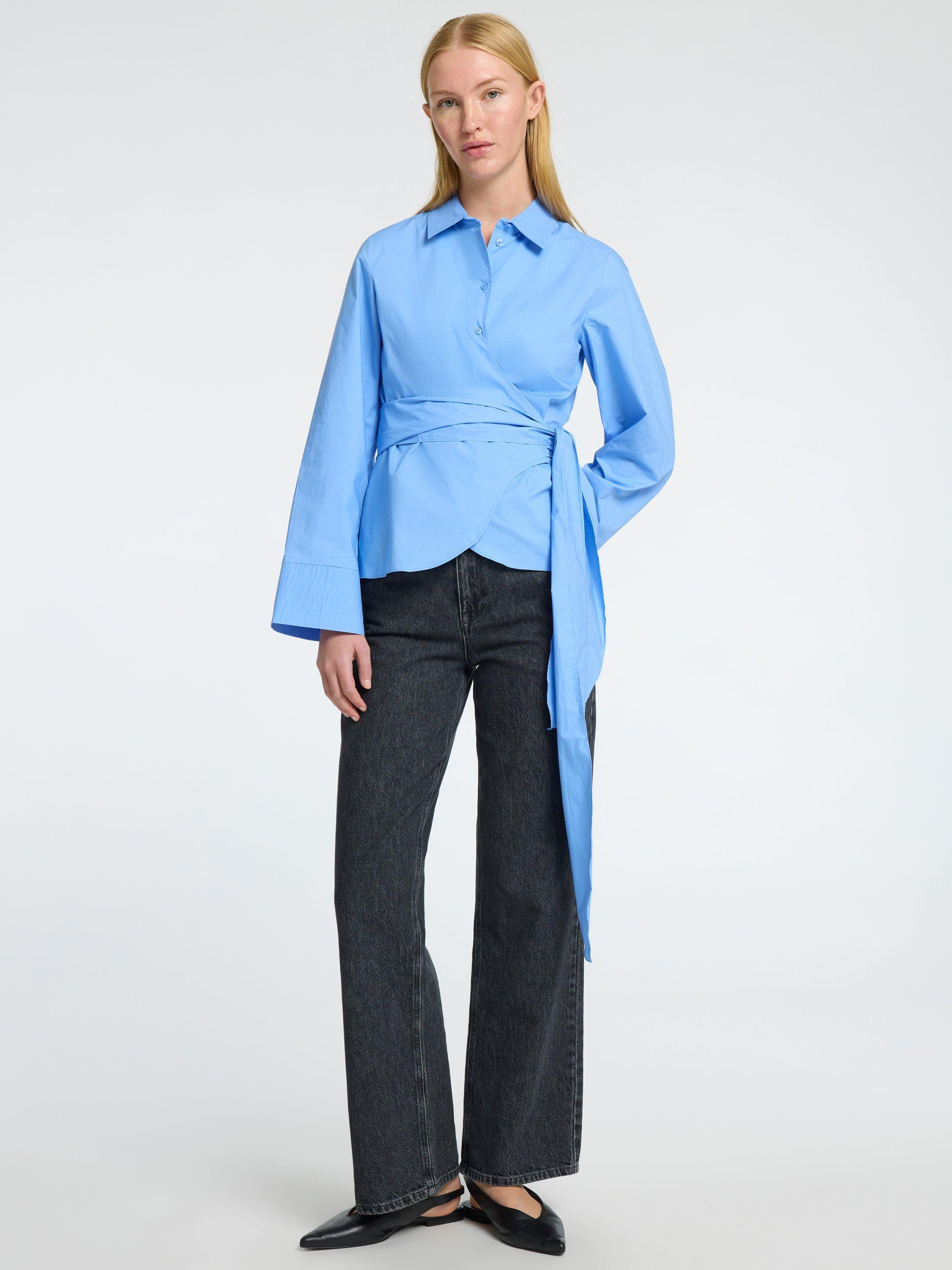 Product image 2 of 6, which shows Selected Aviana Wrap Shirt, Cornflower Blue, 36