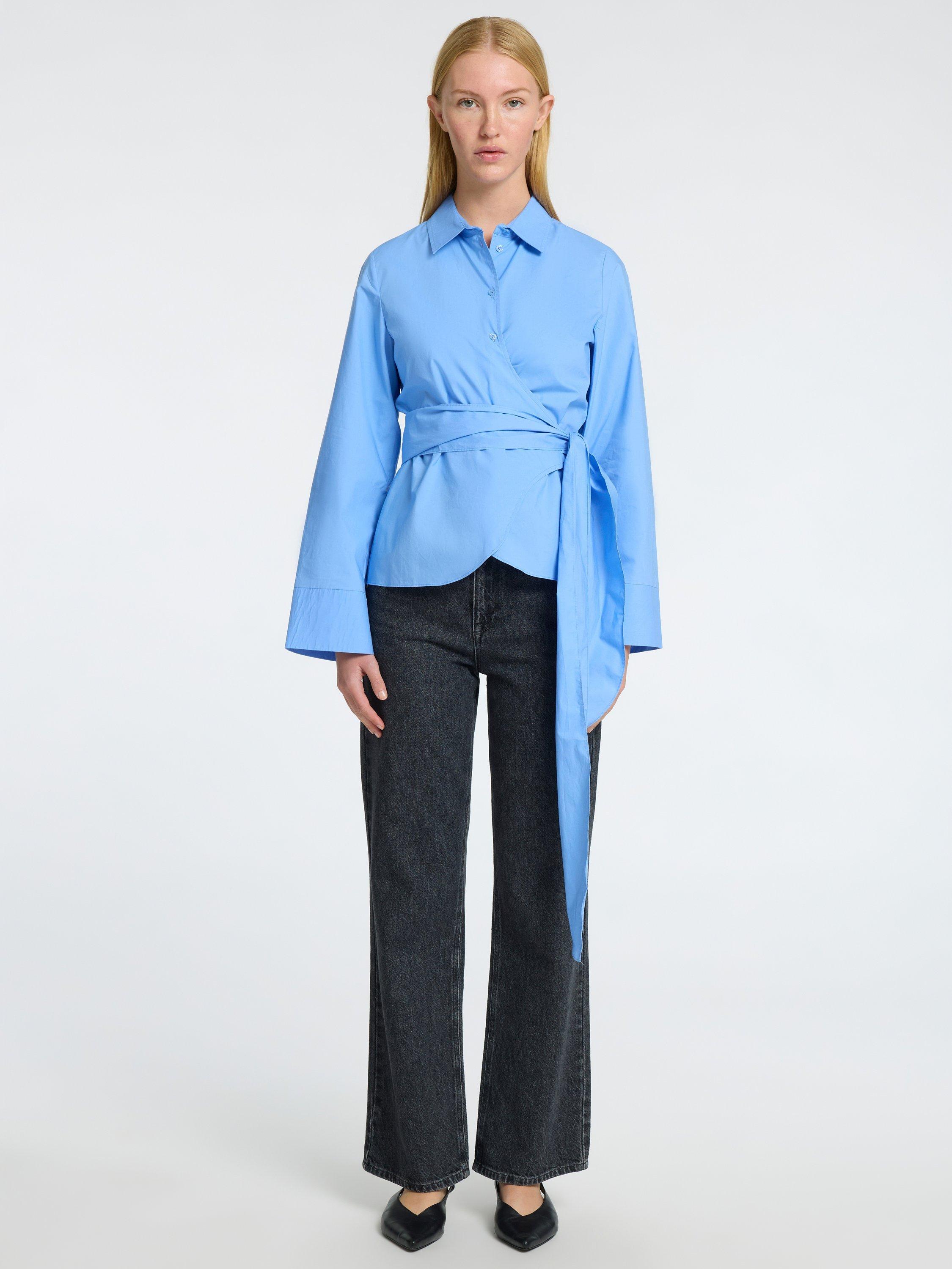 Product image 3 of 6, which shows Selected Aviana Wrap Shirt, Cornflower Blue, 36