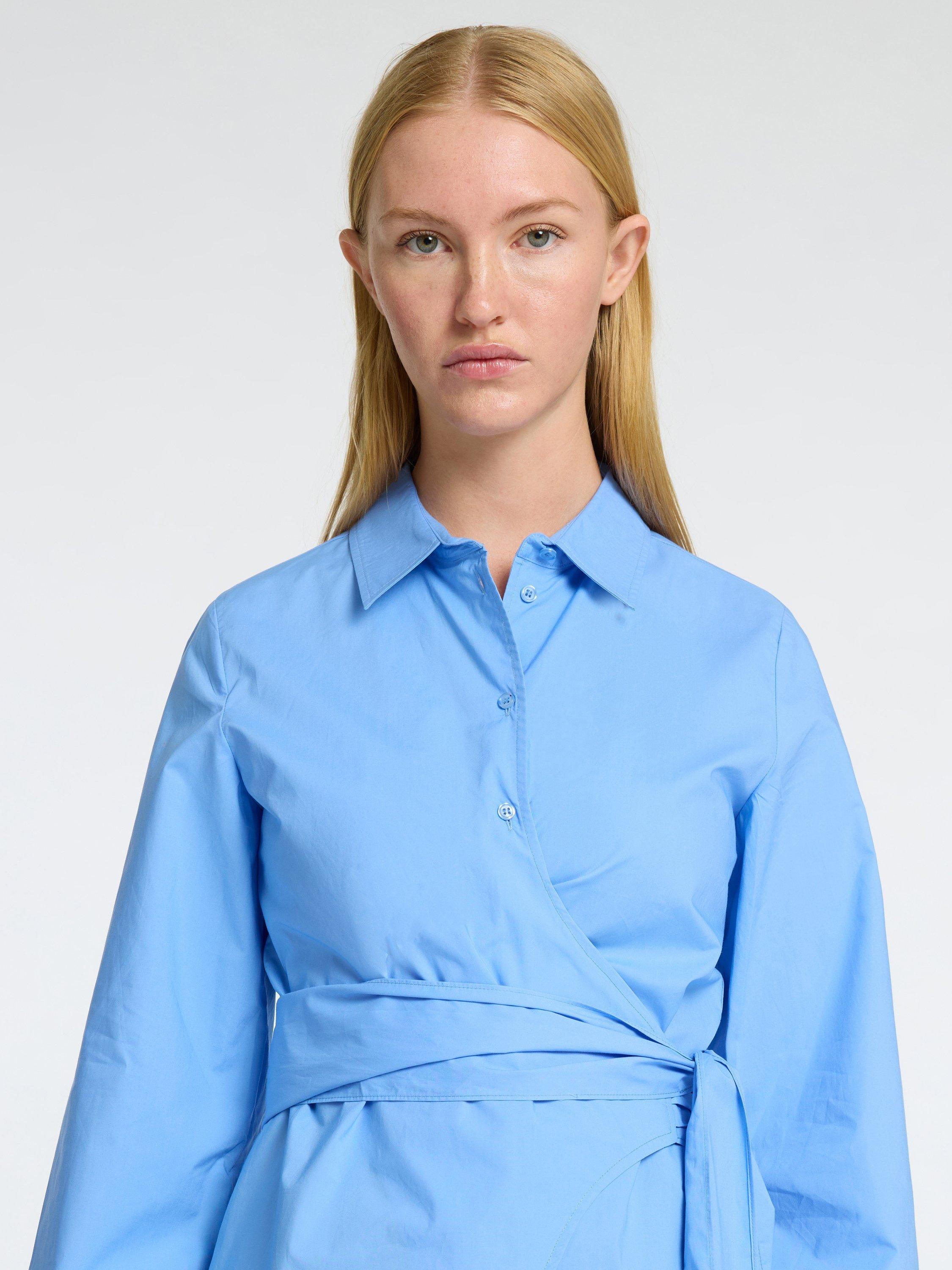 Product image 4 of 6, which shows Selected Aviana Wrap Shirt, Cornflower Blue, 36