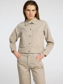 Selected Alba Textured Denim Jacket, Beige - view 2, Beige