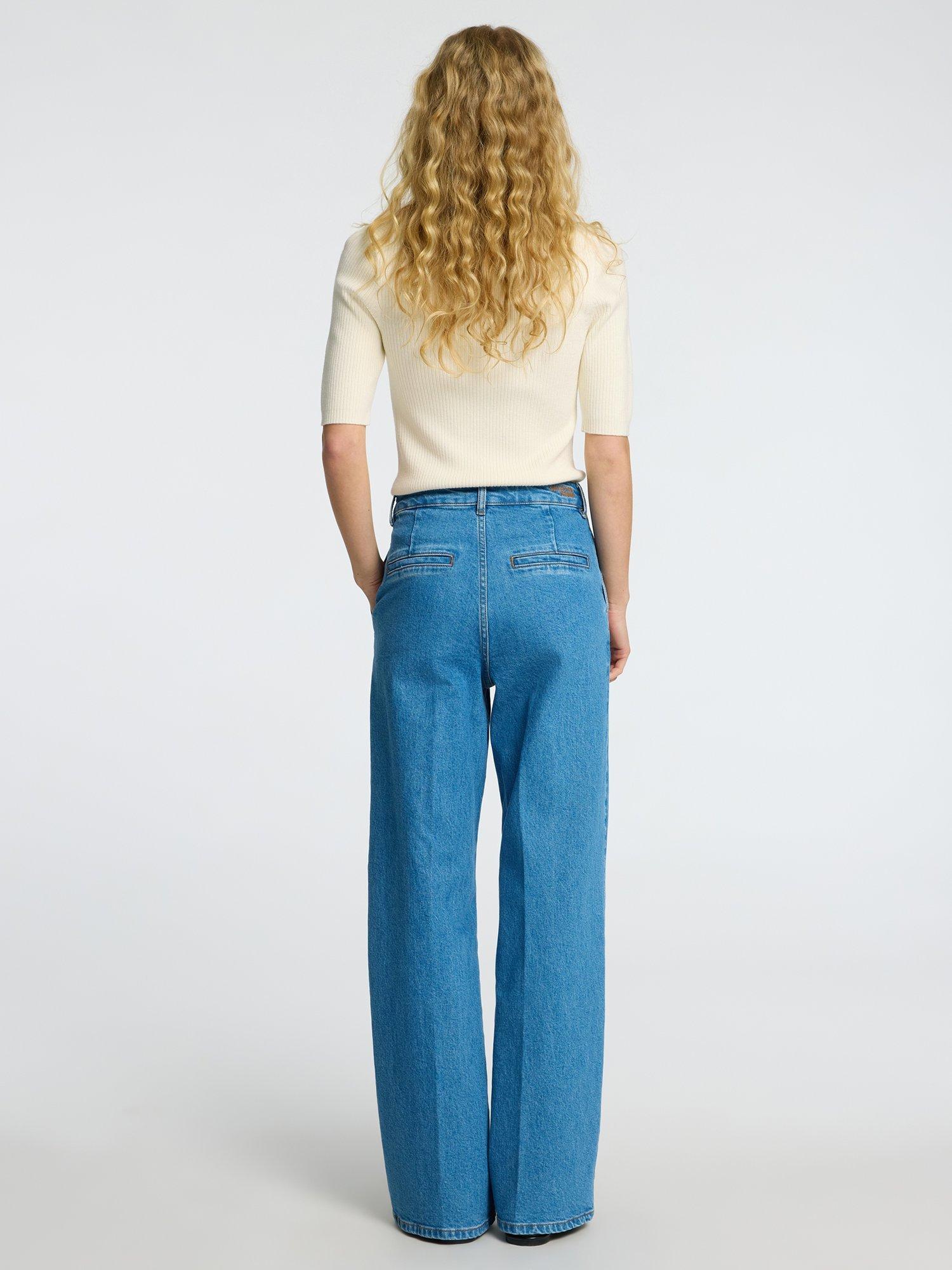 Product image 5 of 6, which shows Selected Helen Rib Knit Polo Top, Cream, XS
