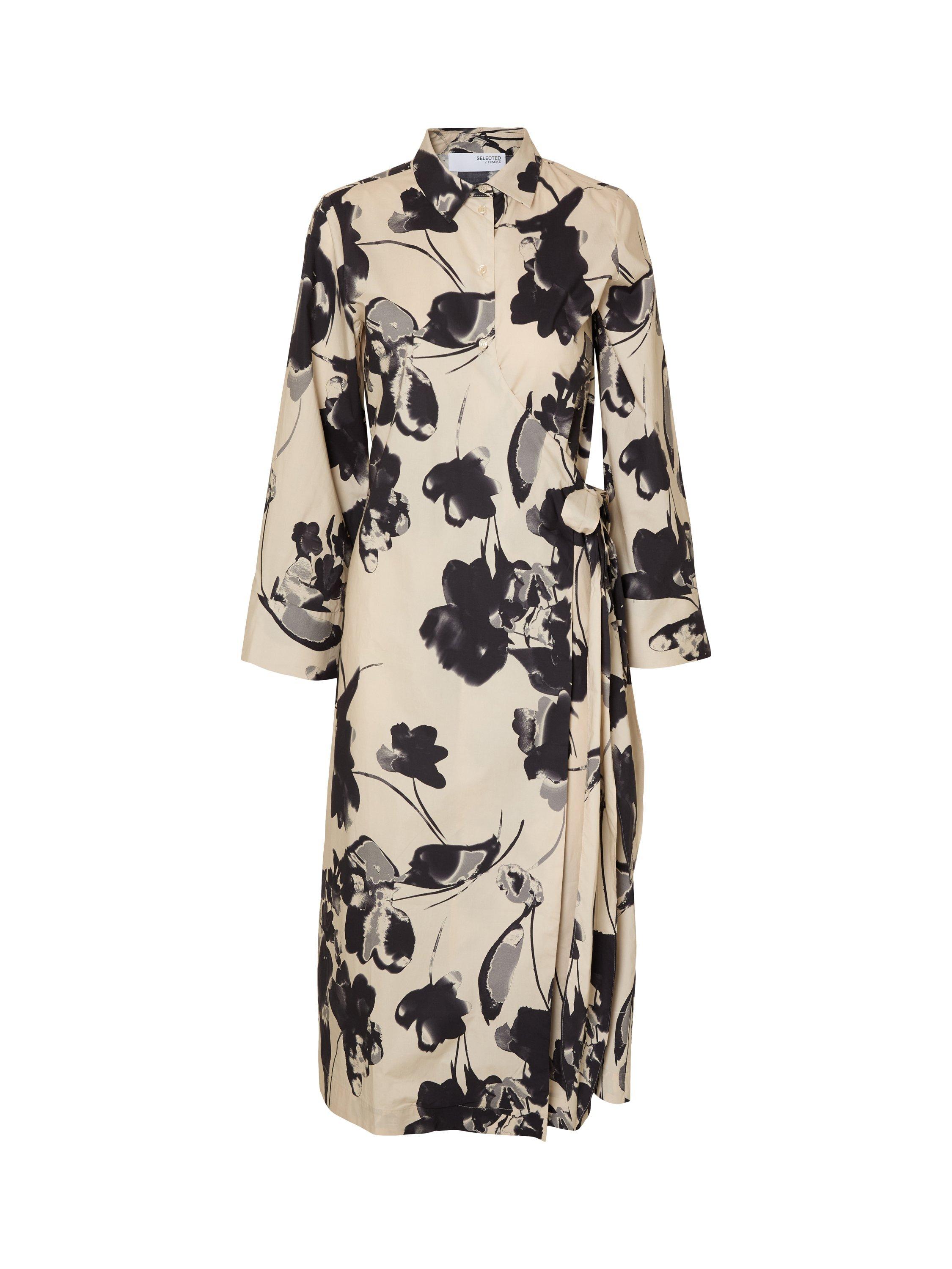 Product image 6 of 6, which shows Selected Aviana Pure Organic Cotton Dress, Beige/Black, 38