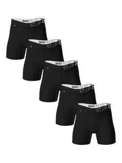 Step One Bamboo Boxer Briefs, Black, Pack of 5, Black
