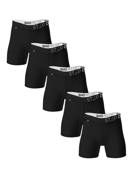Step One Bamboo Boxer Briefs, Black, Pack of 5, Black