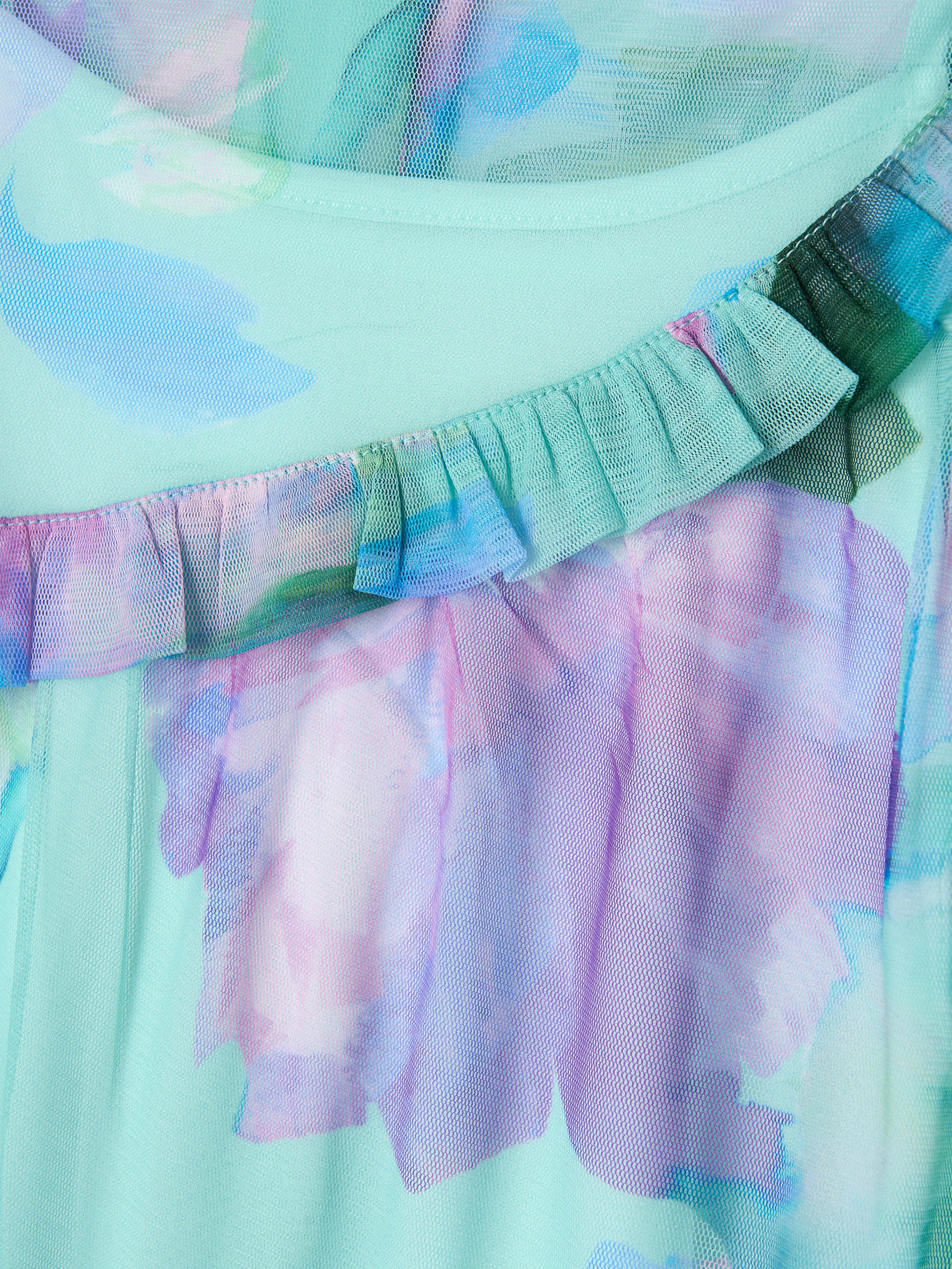 Product image 8 of 8, which shows Angel & Rocket Kids' Asymmetric Frill Dress, Blue, 3 years