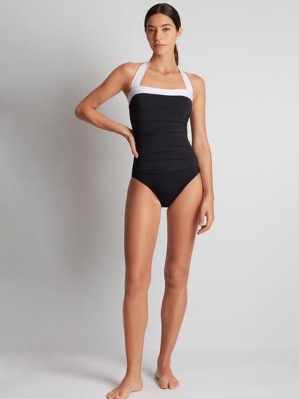 Lauren Ralph Lauren Shirred Bandeau Swimsuit, Black, Black