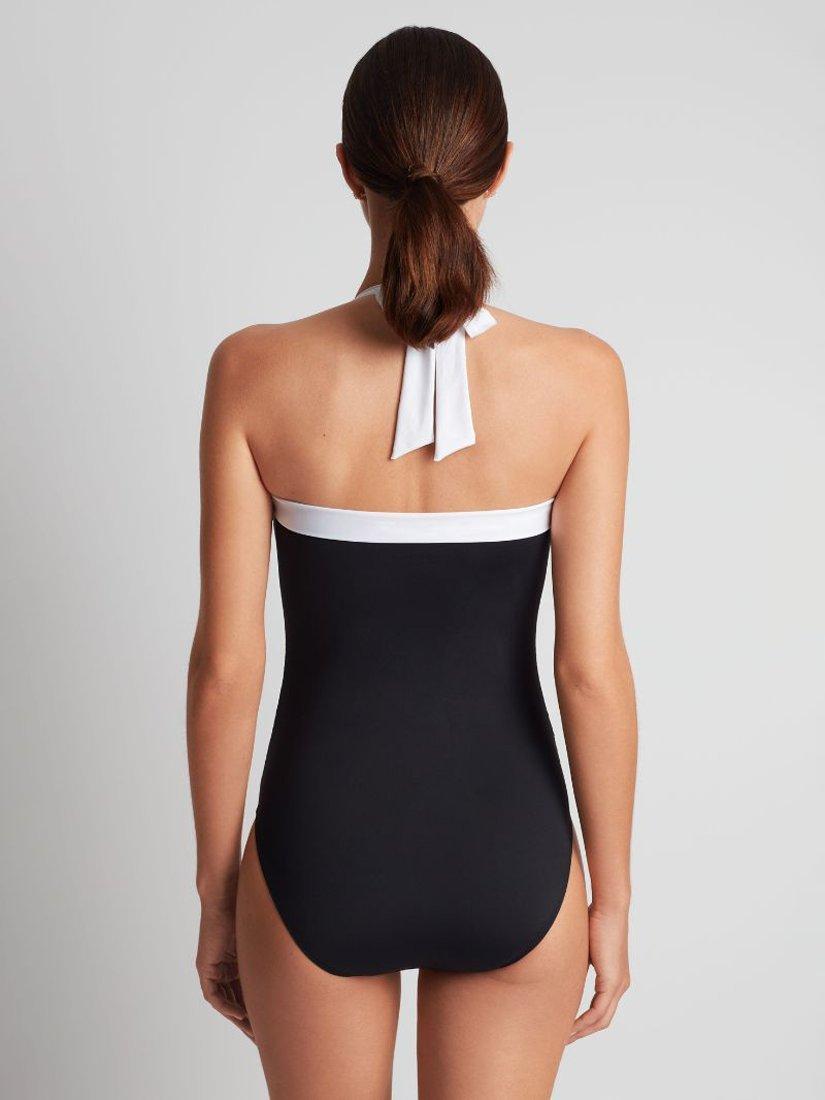 Product image 4 of 4, which shows Lauren Ralph Lauren Shirred Bandeau Swimsuit, Black, 8