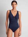 Lauren Ralph Lauren Ruched Ring Front Swimsuit, Dark Navy