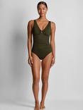 Lauren Ralph Lauren Ruched Ring Front Swimsuit, Olive Green