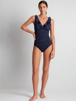 Lauren Ralph Lauren Ruffle Neck Swimsuit, Dark Navy