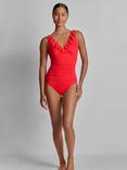 Lauren Ralph Lauren Ruffle Neck Swimsuit, Bright Red