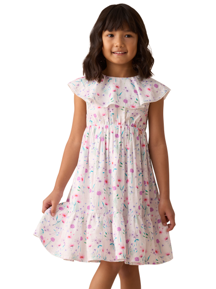 Angel & Rocket Kids' Floral Collar Sun Dress, White