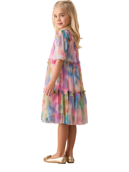 Angel & Rocket Kids' Swing Mesh Dress, Multi, Pink