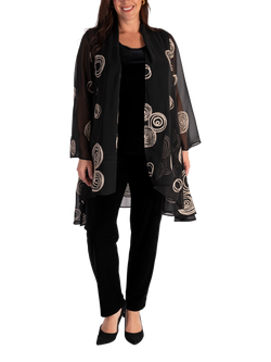 chesca Embroidered Circles Jacket, Black/Beige, Black/Beige