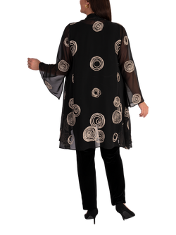 chesca Embroidered Circles Jacket, Black/Beige - view 2, Black/Beige