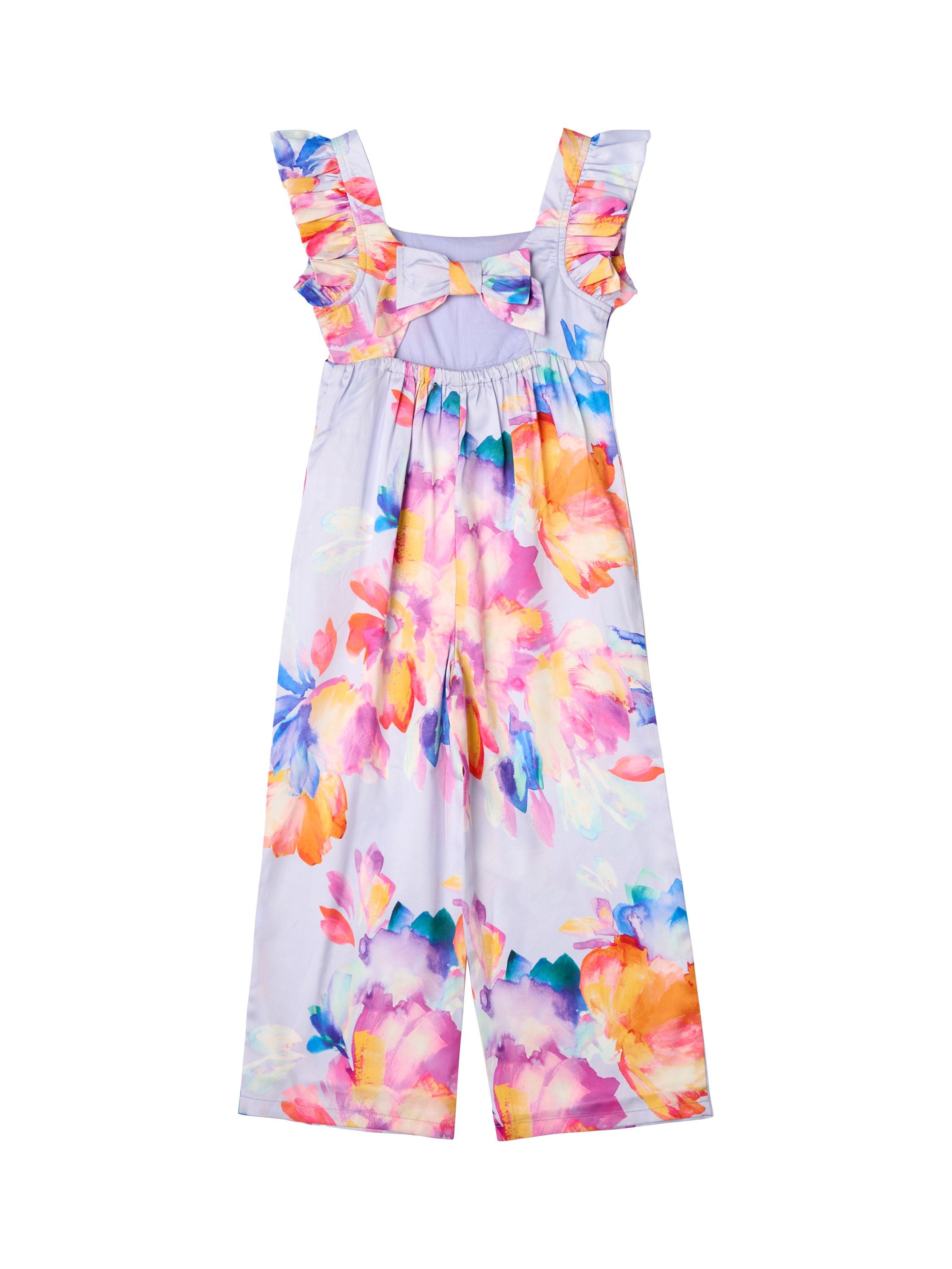 Product image 4 of 6, which shows Angel & Rocket Kids' Wide Leg Print Jumpsuit, Purple/Multi, 5 years