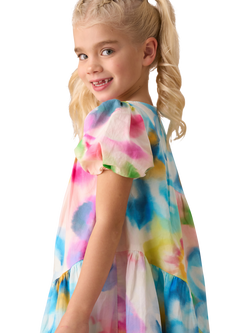 Angel & Rocket Aysmmetric Puff Sleeve Dress, Pink - view 2, Pink