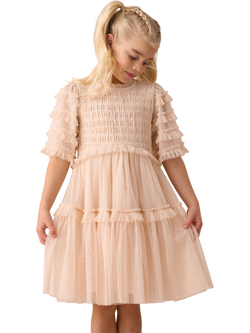Angel & Rocket Kids' Bohemian Embellished Dress, Pink, Pink