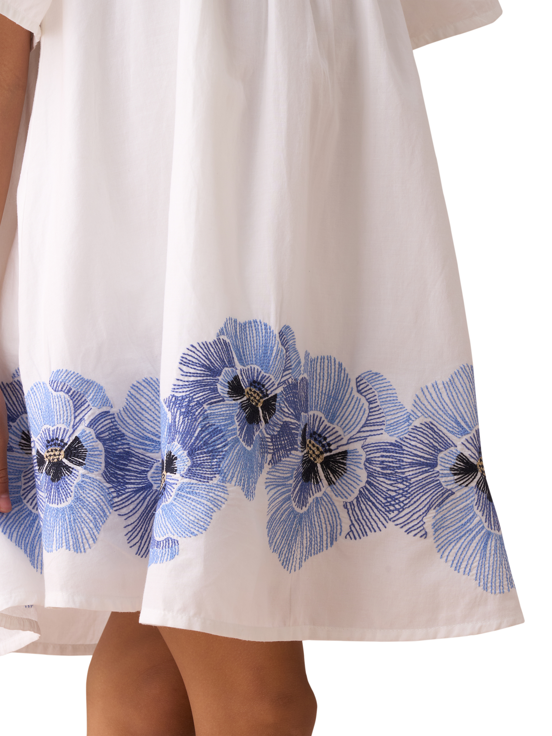 Product image 4 of 7, which shows Angel & Rocket Kids' Embroidered Floral Cotton Swing Dress, White, 3 years
