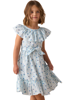 Angel & Rocket Kids' Pleated Collar Dress, Blue, Blue