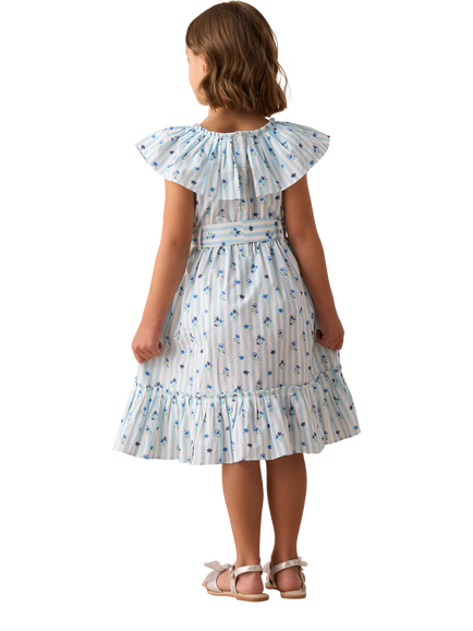 Angel & Rocket Kids' Pleated Collar Dress, Blue - view 2, Blue