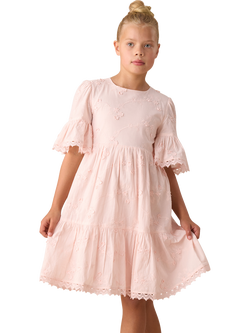 Angel & Rocket Kids' Texturedd Floral Dress, Pink, Pink