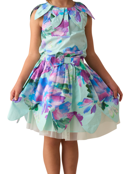 Angel & Rocket Kids' Petal Print Skirt, Mint