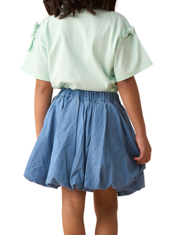 Angel & Rocket Kids' Puffball Denim Skirt, Blue - view 2, Blue