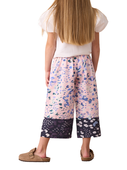 Angel & Rocket Kids' Border Print Wide Leg Trousers, Pink - view 2, Pink