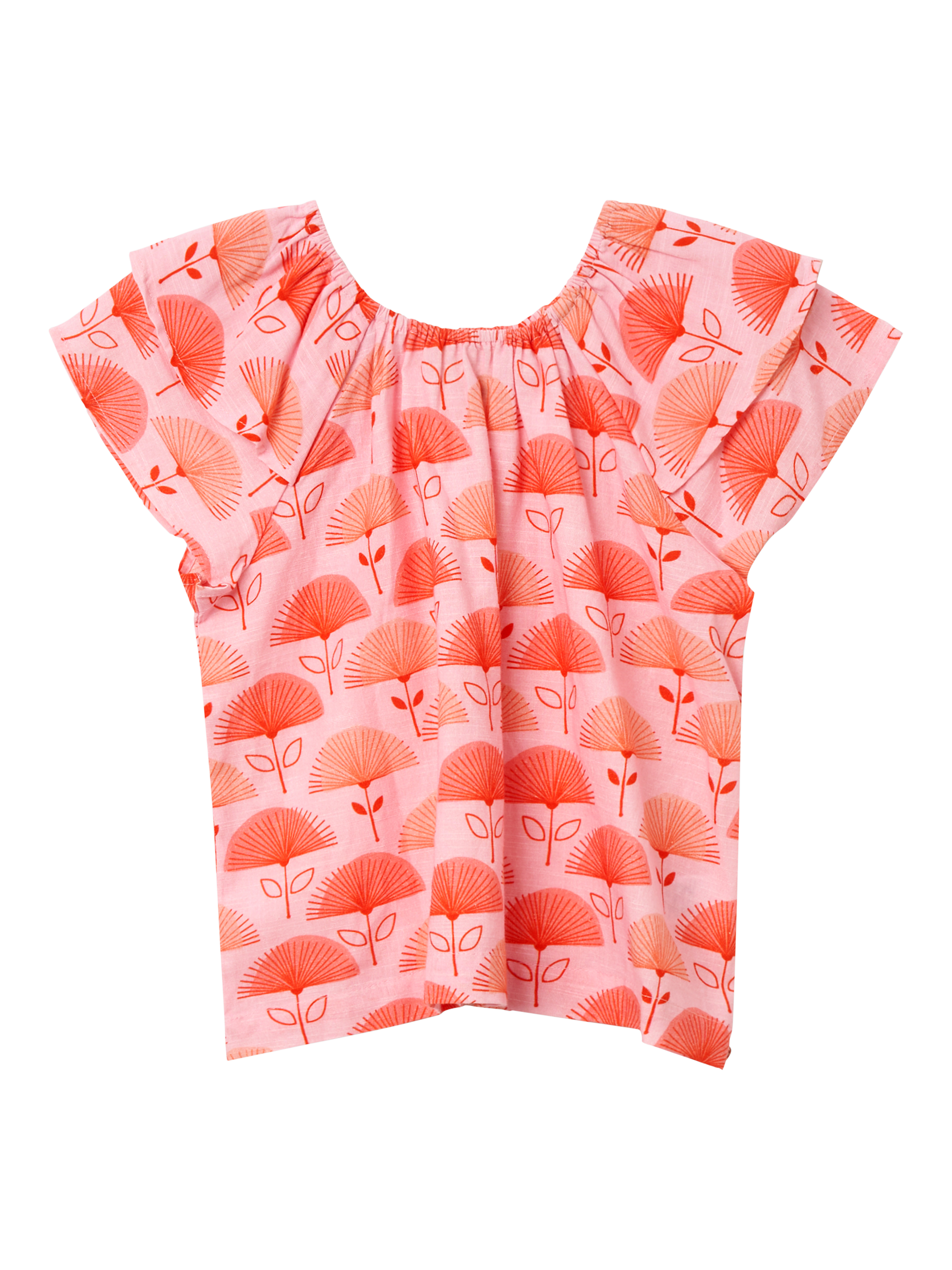 Product image 5 of 7, which shows Angel & Rocket Kids' Fan Floral Top, Pink, 5 years