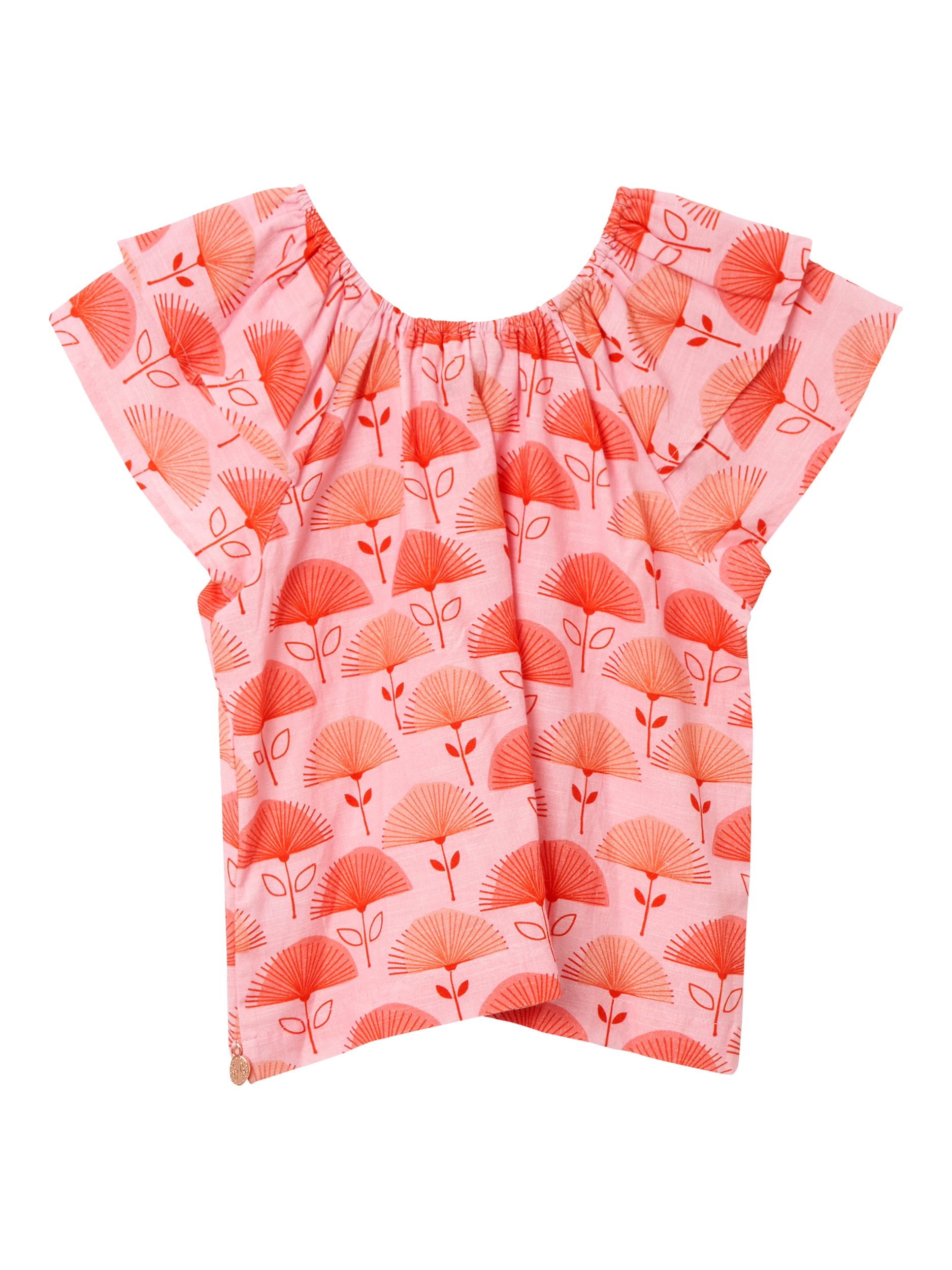 Product image 6 of 7, which shows Angel & Rocket Kids' Fan Floral Top, Pink, 5 years