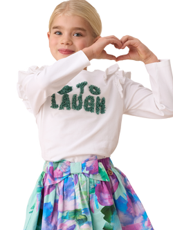 Angel & Rocket Kids' Love to Laugh Frill Shoulder Top, White, White