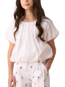 Angel & Rocket Kids' Puffball Cotton Top, White, White