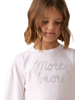 Angel & Rocket Kids' Sequin Slogan Top - view 2, White