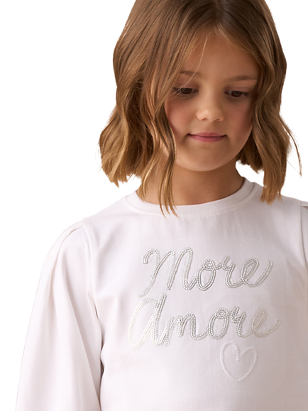 Angel & Rocket Kids' Sequin Slogan Top - view 2, White