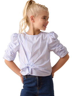 Angel & Rocket Kids' Lara Tie Front Blouse, Blue