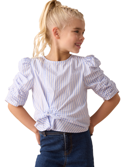 Angel & Rocket Kids' Lara Tie Front Blouse, Blue