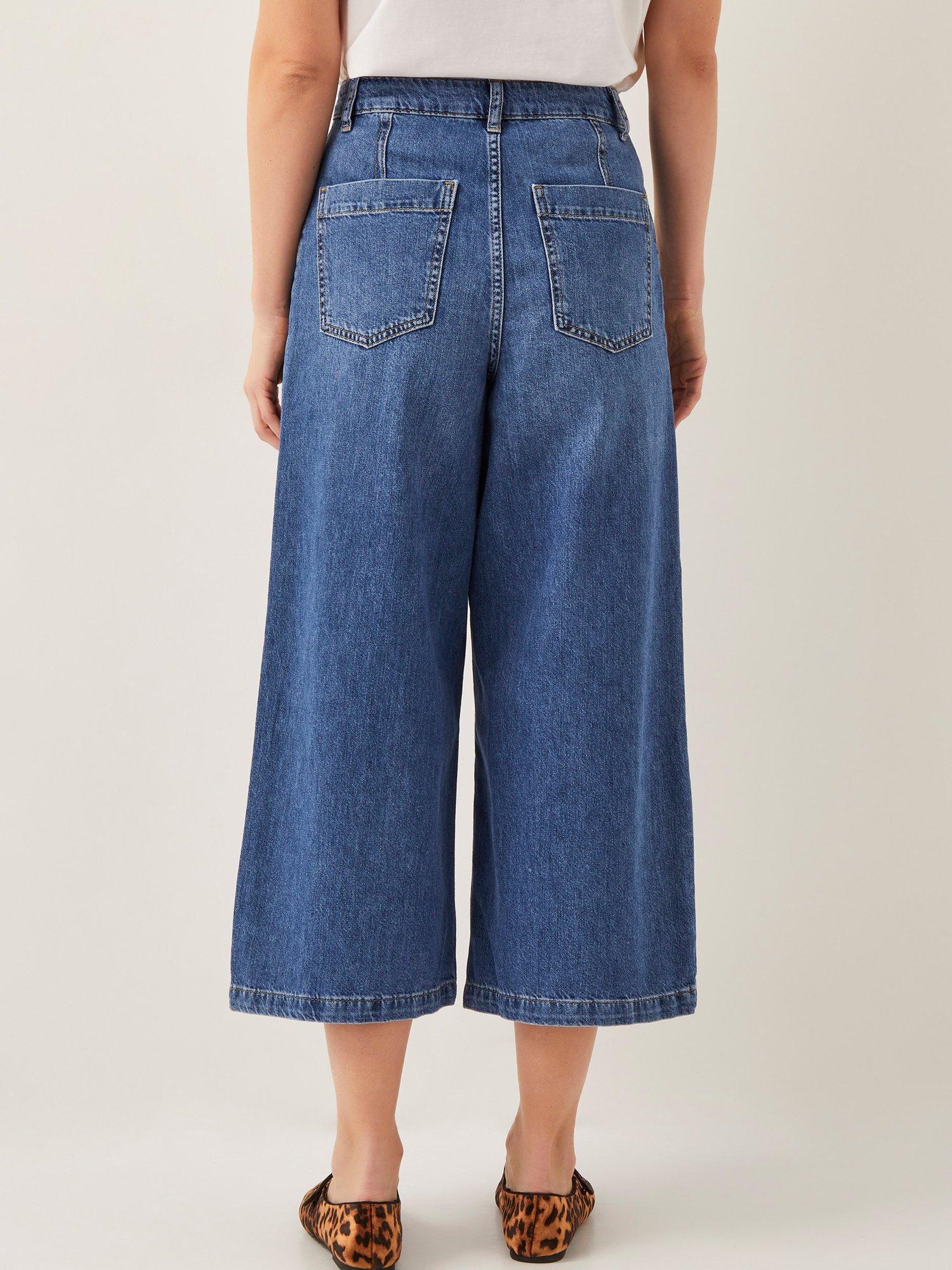 Product image 2 of 4, which shows Monsoon Jenna Wide Leg Jeans, Denim Blue, 8