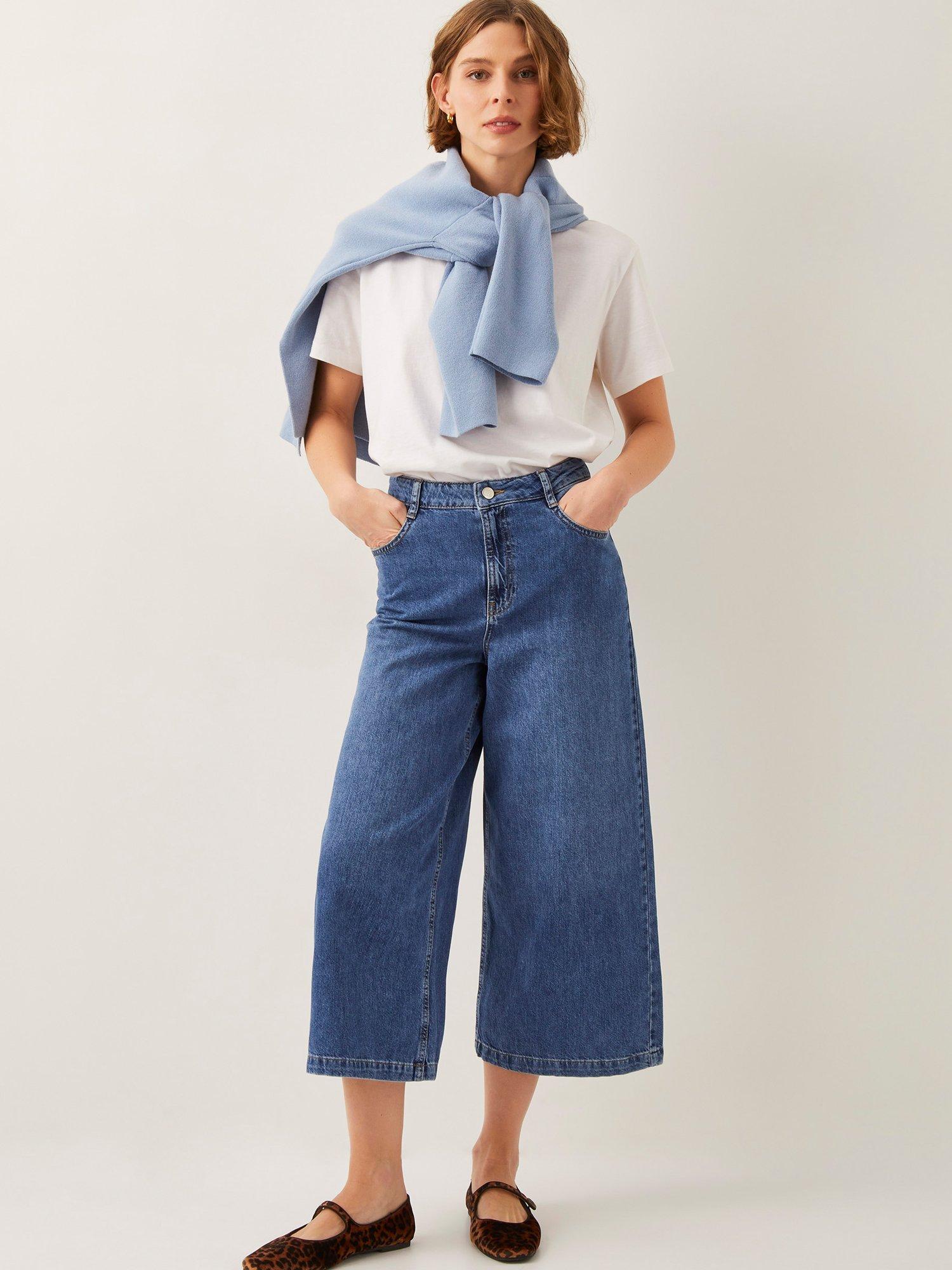 Product image 3 of 4, which shows Monsoon Jenna Wide Leg Jeans, Denim Blue, 8