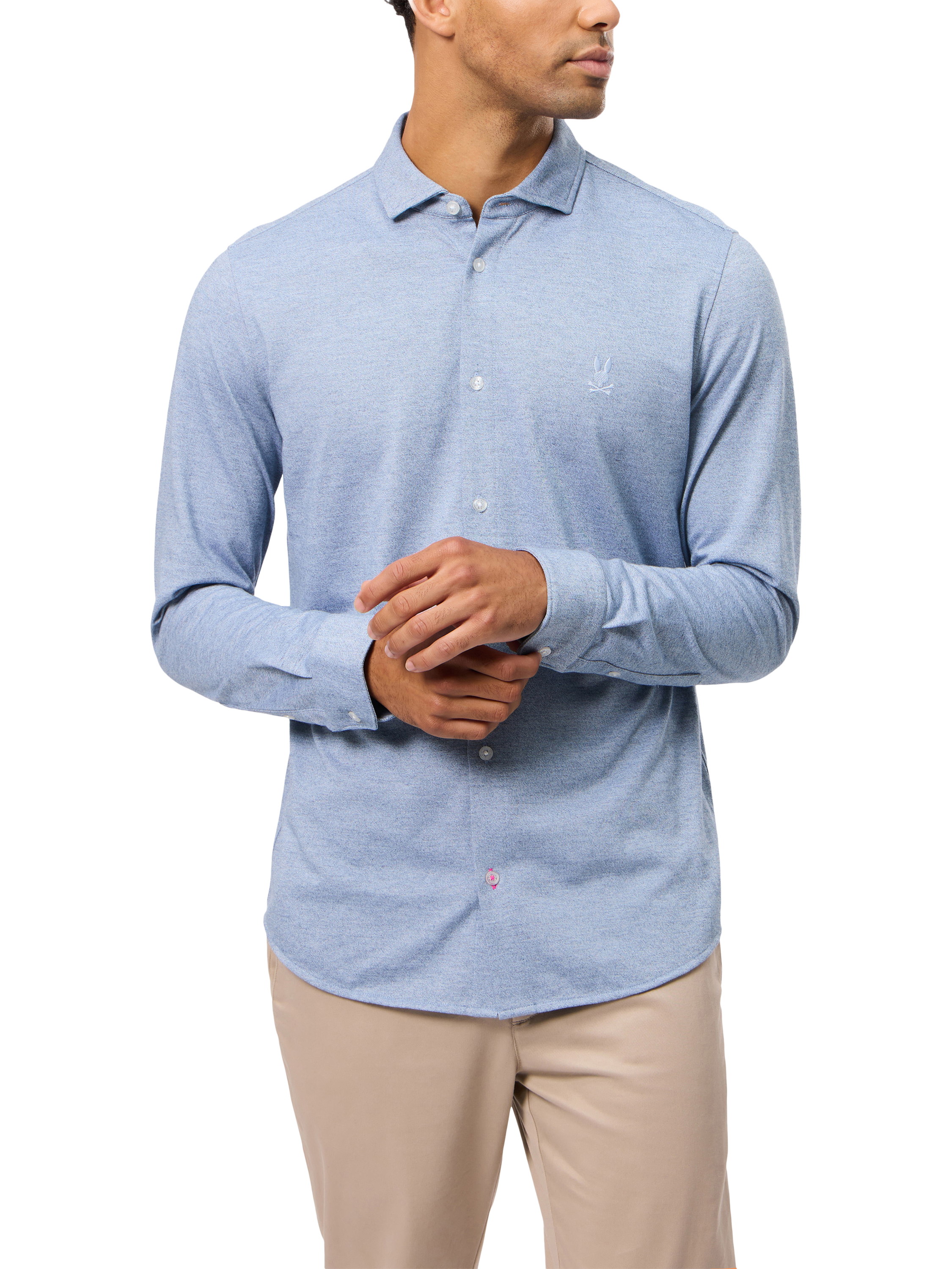 Psycho Bunny Dalton Cotton Regular Fit Shirt, Pearl
