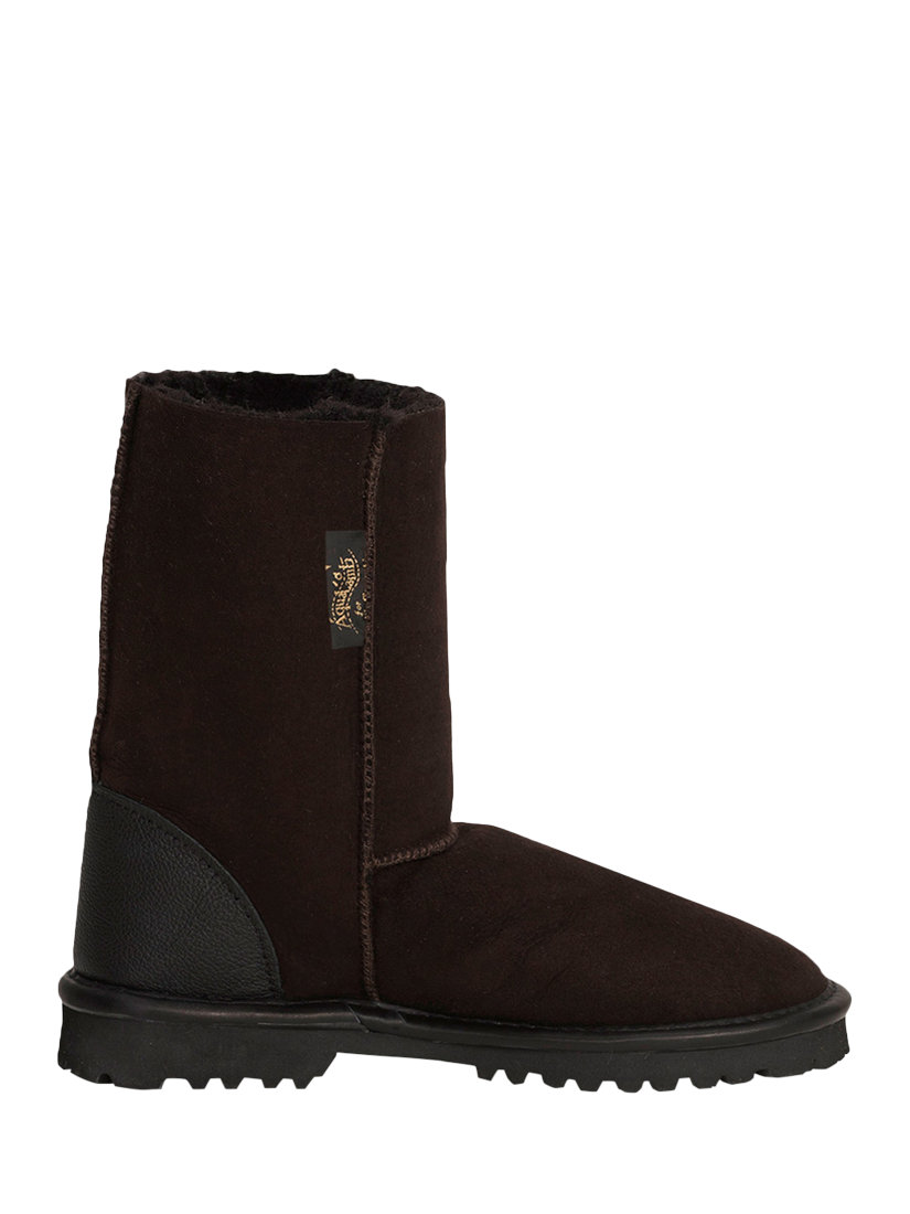 Product image 1 of 4, which shows Celtic & Co.Men's  Aqualamb Sheepskin Short Boots, Darkest Brown, 8