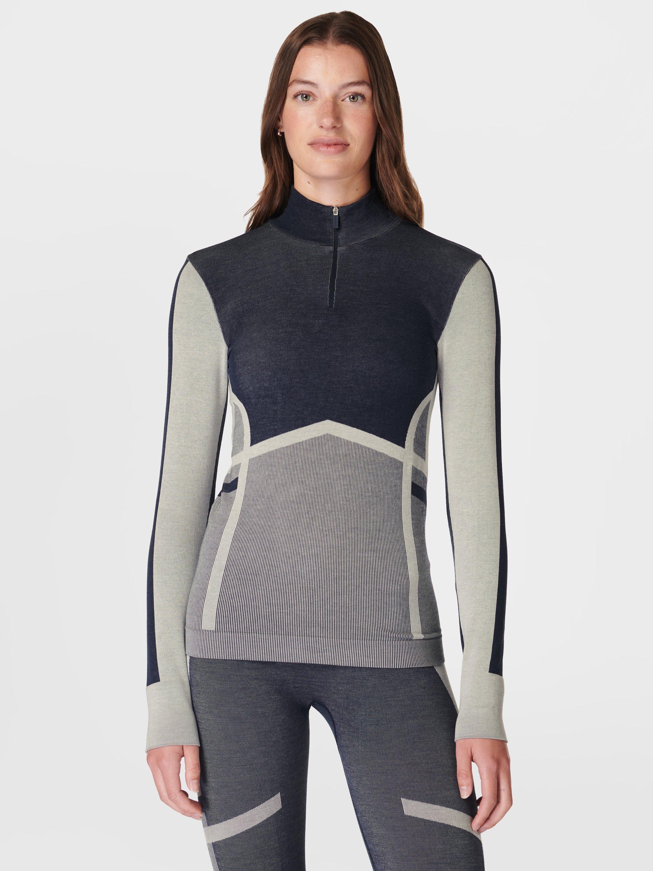 Sweaty Betty Chevron 1/2 Zip Base Layer Top, Navy/Multi