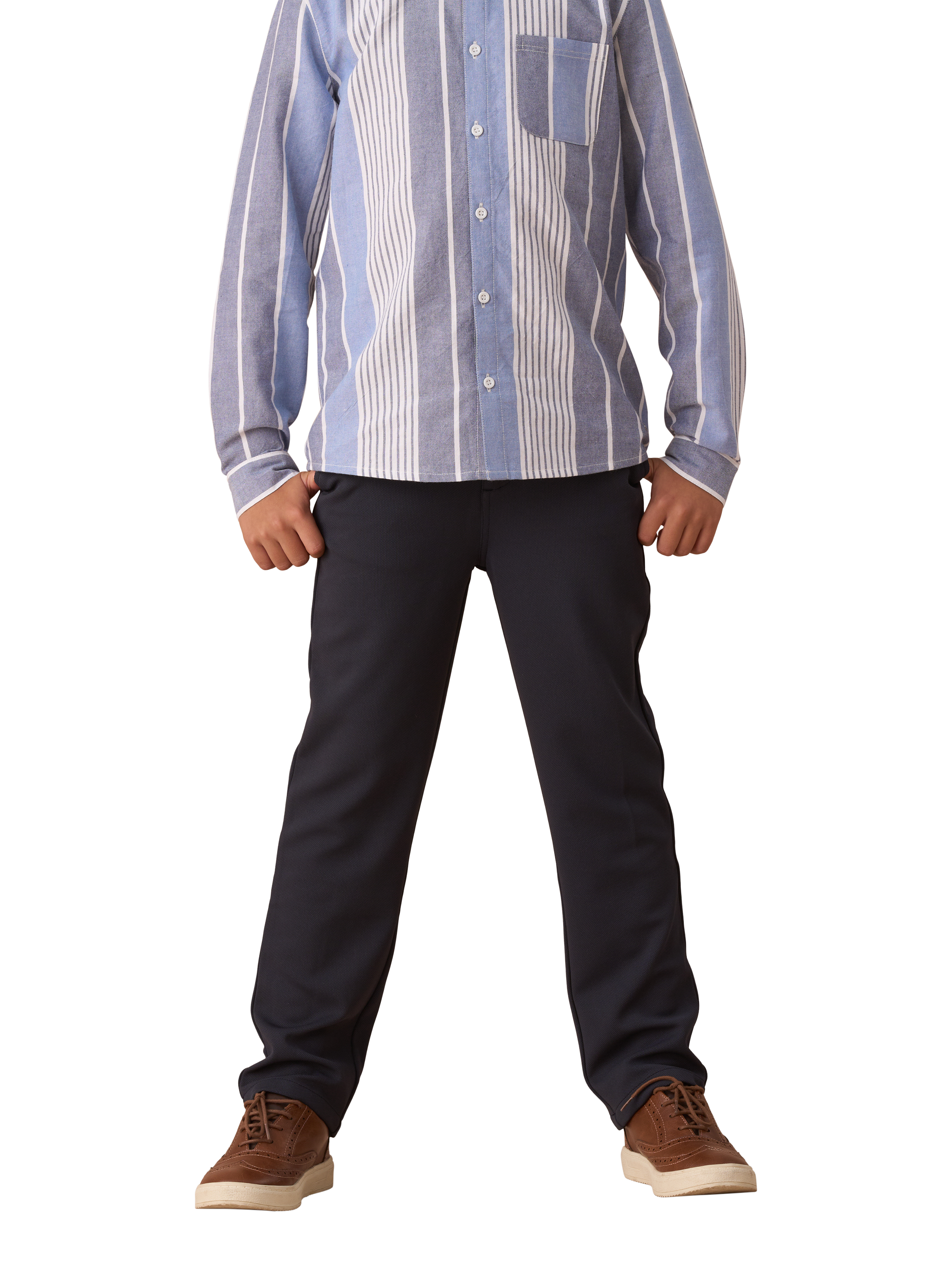 Product image 1 of 6, which shows Angel & Rocket Kids' Oscar Smart Chino Trousers, Black, 3 years